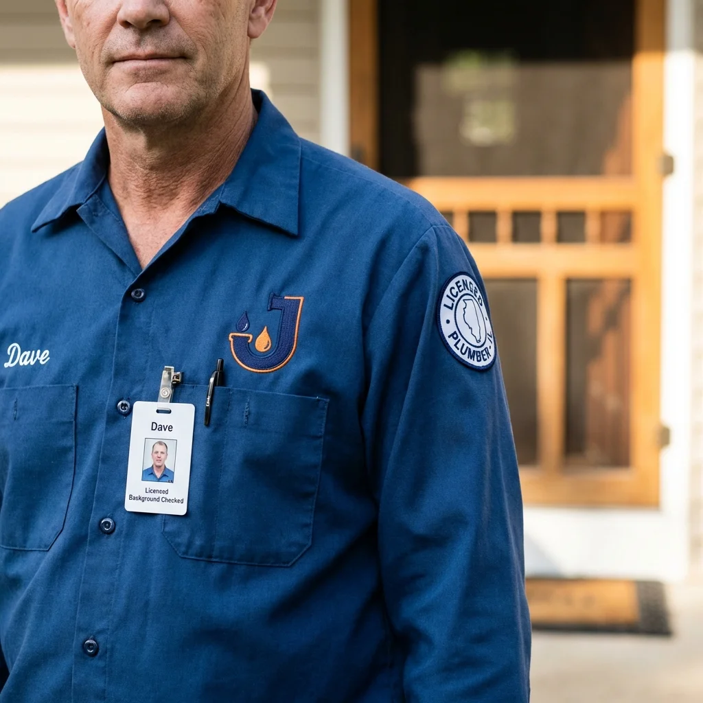 Licensed plumber showing ID badge in Miami Gardens, FL