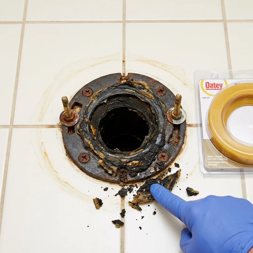 Failed wax ring showing water seepage at the base of a toilet in a Miami Gardens, FL home