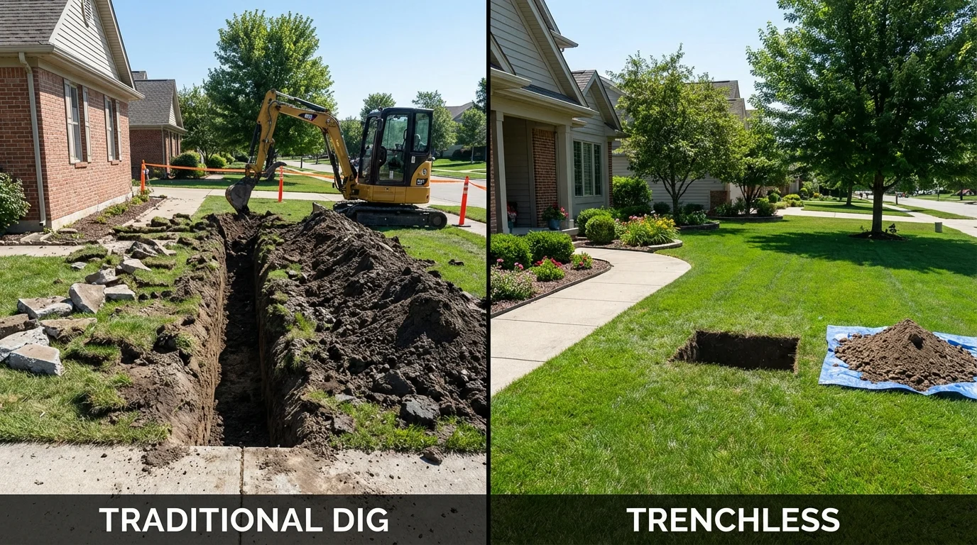 Trenchless sewer repair with minimal yard damage versus traditional excavation in Miami Gardens, FL